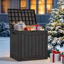 YITAHOME 31 Gallon Resin Deck Box Outdoor Storage Box and Waterproof Package Delivery Box with Lockable Lid for Patio Furniture, GardenTools, Pool Supplies, Black