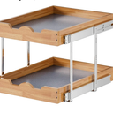 OCG 2 Tier Pull Out Cabinet Organizer (20"W x 21"D), Heavy-Duty Slide out Wood Drawer Shelf, Pull Out Drawer for Cabinets, Base Cabinet Organization for Kitchen, Pantry, Bathroom