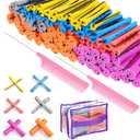 120Pcs Hair Perm Rods Set, 6 Sizes Plastic Hair Cold Wave Rods, Heatless Perming Rods Hair Curlers Rollers with Pintail Comb for Long Short Straight Curly Natural Hair DIY Hairdressing Styling Tools