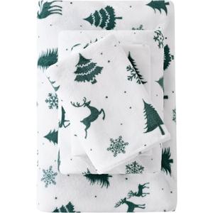 Viviland Plush Christmas Holiday Micro Fleece Queen Bed Sheet Set, Soft Fuzzy Polar Fleece Velour Velvet White Deer Snowflake Printed Sheets, Extra Warm Winter Fleece Bed Sheets Viviland Plush Christmas Holiday Micro Fleece Queen Bed Sheet Set, Soft Fuzzy Polar Fleece Velour Velvet White Deer Snowflake Printed Sheets, Extra Warm Winter Fleece Bed Sheets