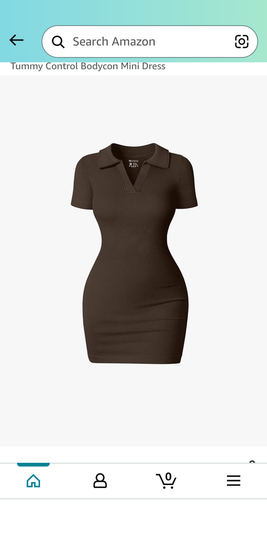 OQQ Women's Mini Dresses Sexy Ribbed Short Sleeve Tummy Control Bodycon Mini Dress XL, Darkbrown