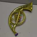 Lewtemi Gold Horn Musical Instruments Toy for Kid Toddler Fake Plastic Preschool Music Toy Gift Portable Wind Instrument Early Educational Teaching Songs Gifts for Toddlers Children