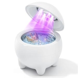 Granbo Ultrasonic Retainer Cleaner, Ultrasonic Jewelry Cleaner for Dentures, Mouth Guards, Braces, Toothbrush Heads, Jewelry, 48kHz Portable Dental Cleaning Pod, Mini Utrasonic Cleaner Machine (White)