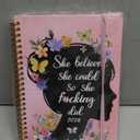 Xqumoi 2026 A5 Planner - Pink Wildflower Sweary Weekly and Monthly Writing Notebooks for Girls Women, Jan. 2026 - Dec. 2026, Hardcover Calendar with Tabs Stickers Back Pocket Twin-Wire Binding