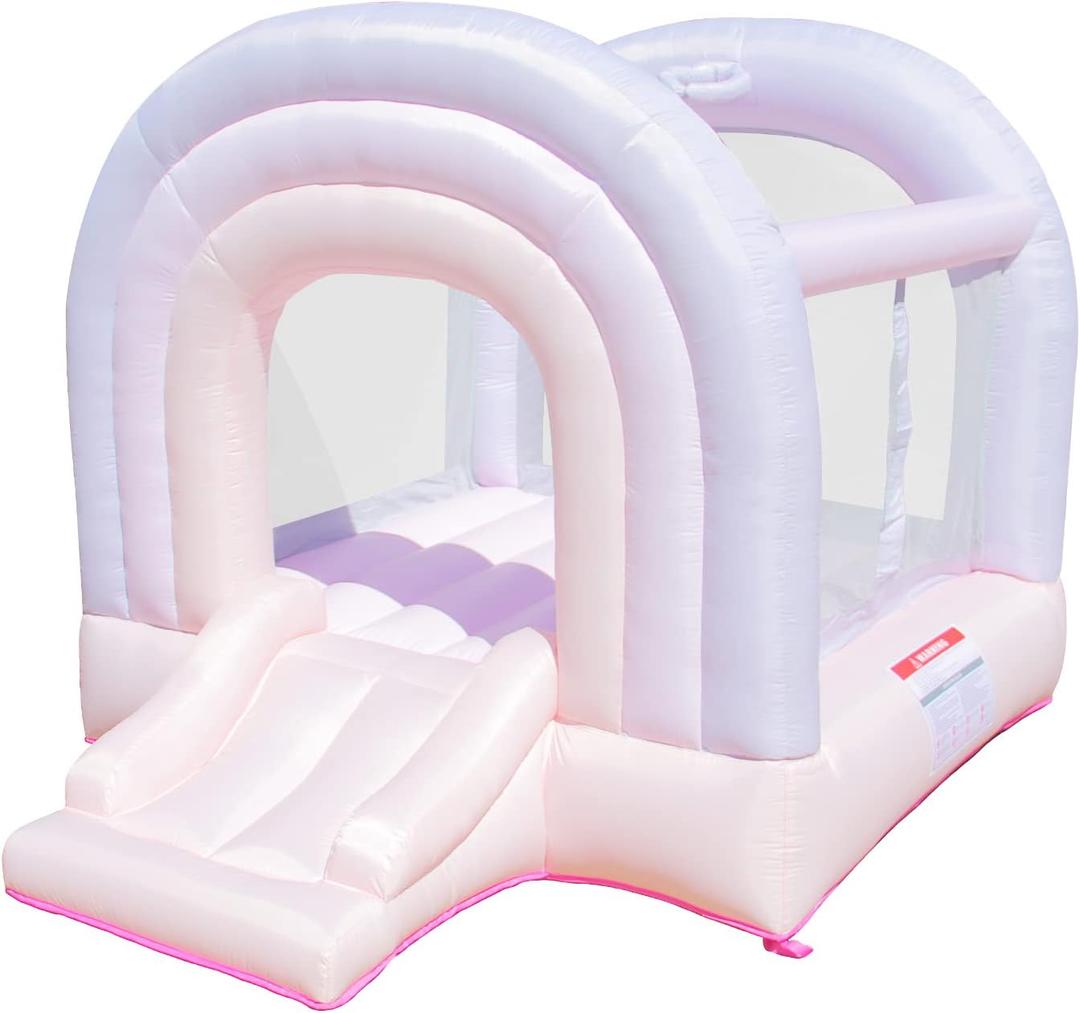Bounceland Daydreamer Cotton Candy Bounce House, Pastel Bouncer with Slide, 8.9 ft L x 7.2 ft W x 6.7 ft H, UL Blower Included, Basketball Hoop, 30 Pastel Plastic Balls, Trendy Bouncer for Kids