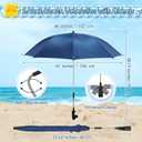 2 Pcs Beach Umbrella with Clamp UV Protection 48 Inch Adjustable Umbrellas for Chair with 360 Universal Clamps for Beach Camping Stroller Wheelchair, Chair Not Included(Deep Blue)