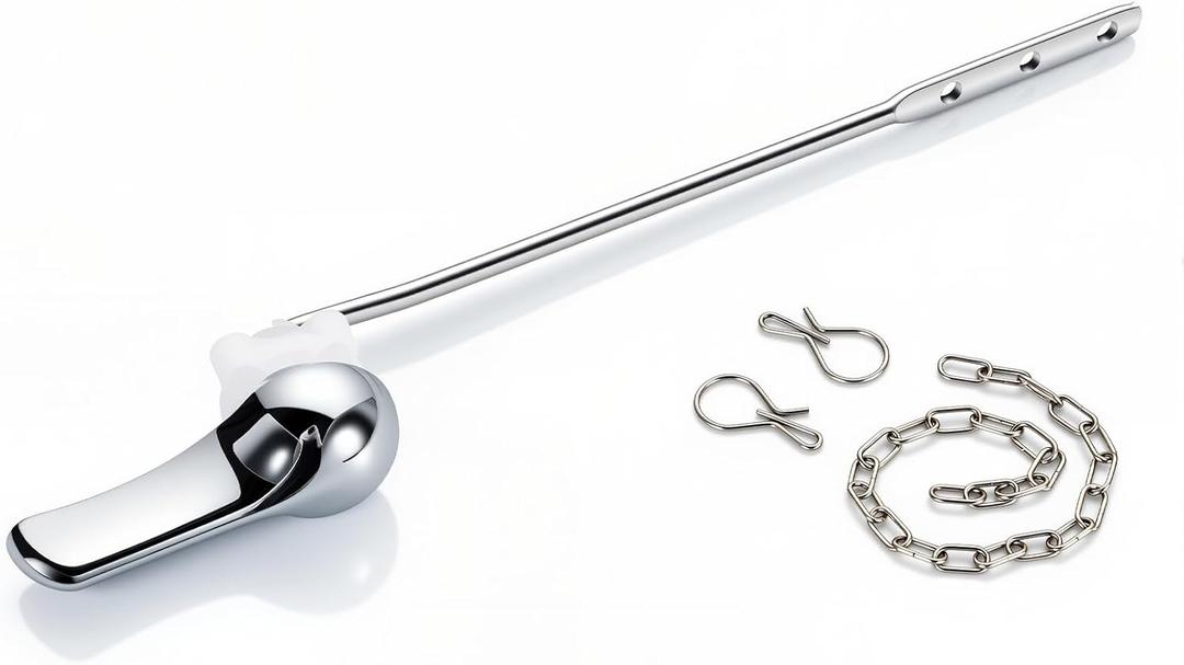 Joyrain Universal Front-Mount Toilet Replacement Kit, Toilet Flush Tank Rod with Stainless Steel Flapper Chain, Compatible with Most Front-Mount Toilets (Chrome (Brushed Nickel Rod), 1-Pack)