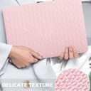 Seorsok Compatible with MacBook Air 13 inch Case 2022-2024 2025 A3240 M4 A2681 M2 A3113 M3 Touch ID, Elegant Leather Plastic Hard Case with Transparent Keyboard Cover, Pink Woven No Logo Cutout