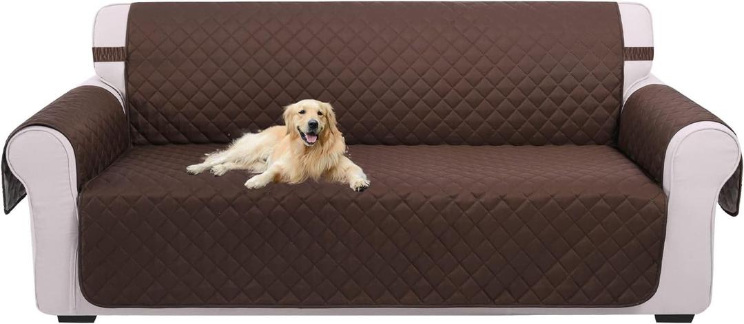 U-NICE HOME Reversible Sofa Cover Couch Cover for Dogs with Elastic Straps Water Repellent Furniture Protector for Pets Couch Cover for 3 Cushion Couch (Sofa, Coffee/Beige) (68"Sofa L - Large)