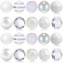 Ferreve 20 Pcs Chunky Bubblegum Beads 20mm Focal Pen Large Rhinestone Pearl Beads for DIY Beadable Pen School Jewelry Making Keychain Craft Making(White)