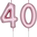 DERVENTA Number Candle Rose Gold 2.36 inch Party Celebration Anniversary Decoration Perfect Birthday Brunch Dessert Cake Topper 1 Piece (Number 40 Rose Gold)
