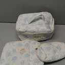 Makeup Bag Set, Quilted Makeup Bag, Large Floral Cosmetic Bag for Women, Cute Cotton Makeup Bags, Flower Travel Toiletry Organizer Bag (Blue Rose)