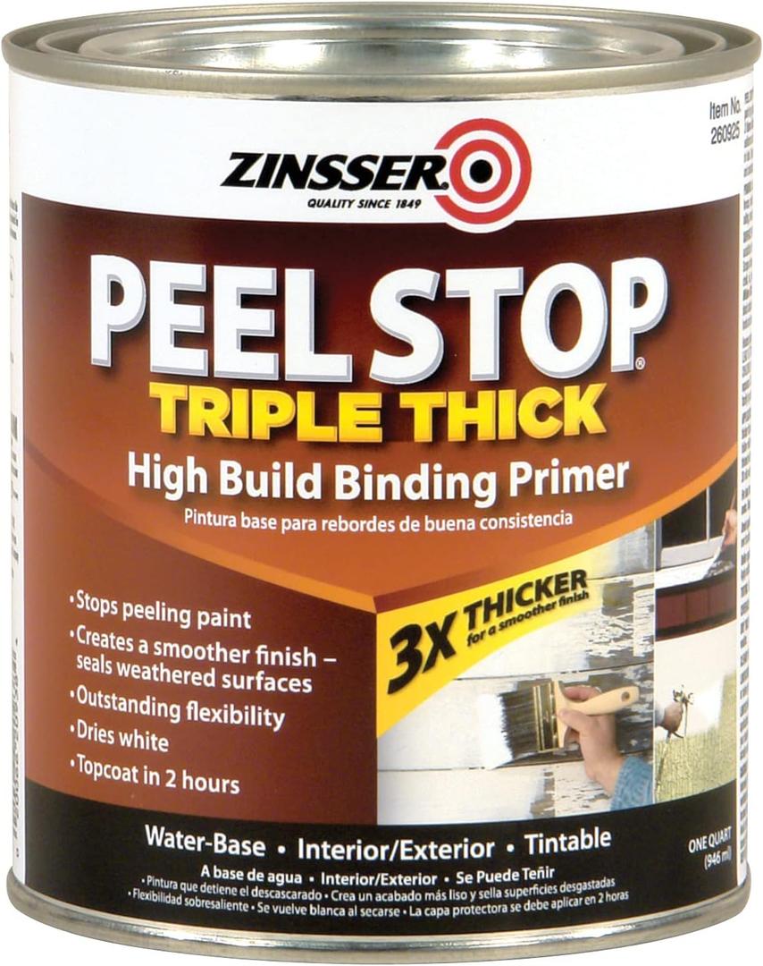 Zinsser Peel Stop Triple Thick High Build Binding Primer (32 Fl Oz (Pack of 1)) Zinsser Peel Stop Triple Thick High Build Binding Primer (32 Fl Oz (Pack of 1))