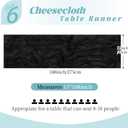 6 Pack Black Cheesecloth Table Runner, 17 x 108 Inch, Gauze Cheese Cloth Table Runner Rustic Sheer Runner for Wedding Birthday Party Baby Shower Table Decor(Black)