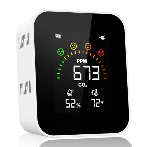 Air Quality Monitor Indoor for CO2, Temp, Humidity, YOWEXA 400-10,000 PPM Carbon Dioxide Detector with NDIR CO2 Sensor & Color Screen, 3 Adjustable Backlight CO2 Monitor for Home/Office/Car/Plant