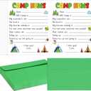 2 x Dunzoom 12 Sets Camp Stationery Greeting Cards for Campers Fill in The Blank Cute Summer Camp Flat Cards with Envelopes for Summer Party Classroom Students Family(Brief)