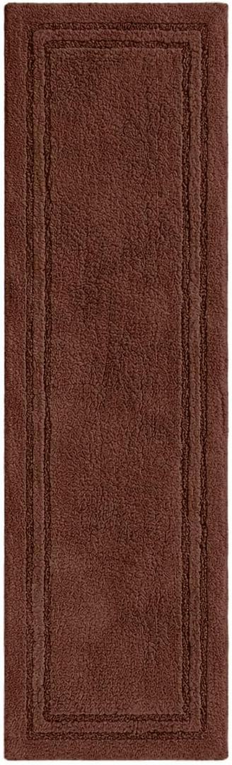 Superior Non-Slip 2 Piece Bath Rug Set, Ultra Plush, Soft, and Absorbent 100% Combed Cotton Pile - Traditional Oval Bath Mat Set, Chocolate