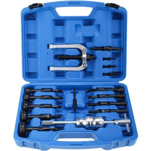 8MILELAKE Blind Inner Bearing Puller, Hole Remover Extractor Set, 16pcs Blind Hole Collet Bearing Race and Seal Puller Extractor Kit, Slide Hammer Tool Set