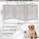 Croft&Cane Wooden Foldable Pet Dog Gate - Hand Carved 3-Panel 60 W x 24 H | Suzani White Wash Freestanding Portable Puppy Dog Fence - Solid Wood & MDF Indoor Doorway Hallway Stairs Safety Barrier