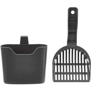 Amazon Basics Durable Cat Litter Scoop with Holder, Hangs on Litter Box, Efficient Scooper (1 Count (Pack of 1))