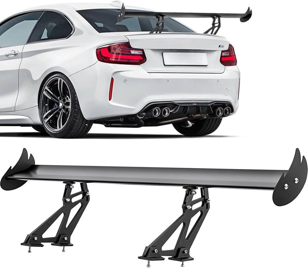 Upgrades Wing Car Spoiler, 43.3" GT Aluminum Wing Adjustable Universal Lightweight Rear Spoiler, Black Hatch Aluminum Single Deck fit Racing Spoiler BGW/JDM Drift