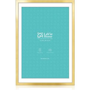 LaVie Home 27x40 Picture Frame Gold Poster Frame,Display Pictures 24x36 with Mat or 27x40 Without Mat, Frame and Polished Plexiglass, Horizontal and Vertical Format of The Walls