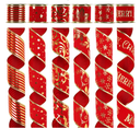 MEEDEE Red Velvet Wired Ribbon - 2.5 Inch, 6 Rolls, 36 Yards - Ribbon Set for Christmas Trees