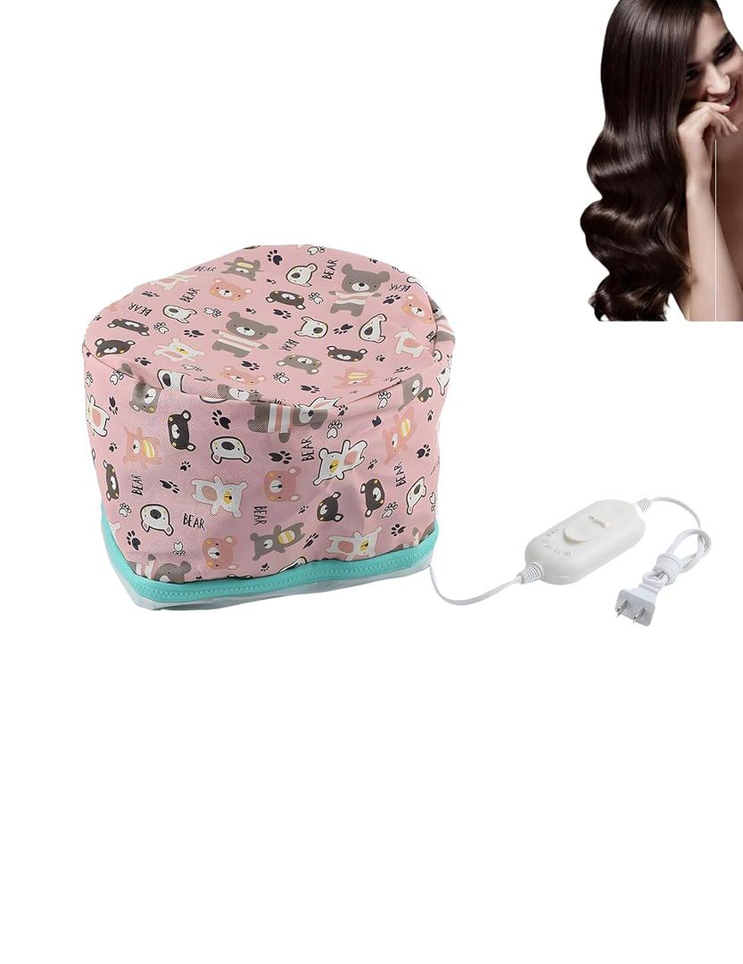 Hair Steamer Cap for Deep Conditioning, 3 Heat Settings Heat Cap for Natural Curly Hair Care, Detachable Liner Conditioning Cap with Silicone Layer and Elastic Cord, Reusable Steam Cap for Women