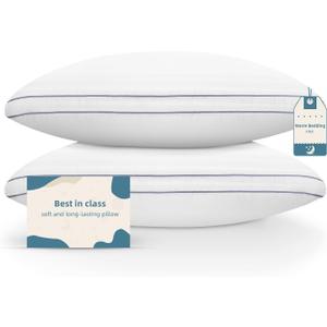 KNX- Soft/Medium Bed Pillows for Side, Back or Stomach Sleepers, 20x30 Queen Size Set of 2, Luxury Hotel Quality Pillow with Hypoallergenic Down Alternative, Machine Washable (Soft - Med/High Loft)