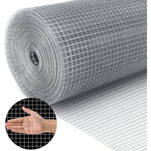 Land guard 19 Gauge Hardware Cloth, 1/2 inch 48inch100ft Chicken Wire Fence, Galvanized Welded Cage Wire Mesh Roll Supports Poultry Netting Cage Fence