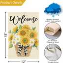 Louise Maelys Summer Spring Sunflower Garden Flag Welcome Daisy Floral 12x18 Inch Double Sided Small Burlap Holiday Yard Outdoor Plaid Sign Outside Home House Decoration
