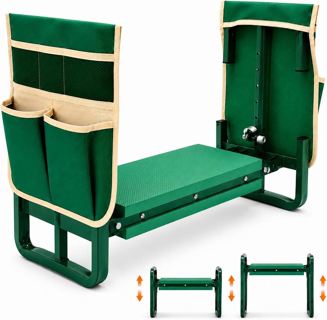 Garden Kneeler and Seat, 6-Level Height Adjustable for Seniors, 15-21 inches