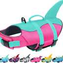 Malier Dog Life Jacket, Ripstop Dog Life Vest with High Buoyancy for Swimming Boating, High Visibility Shark Puppy Lifesaver for Small Medium Large Dogs (Medium)