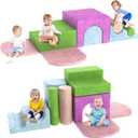 Toddler Climbing Toys Indoor, 8-Piece Soft Foam Blocks for Toddlers, Colourful Blocks for 3 Years Old, Indoor Climb and Crawl Activity Play Set (Purple)