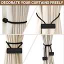 Hion Magnetic Curtain Tiebacks Black 6 Pack, Curtain Tiebacks Buckles Holdbacks Holders Hooks Clip for Home Bedroom Office Decorative Thick or Thin Curtain