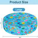 Round Dog Pool Cover 63"(5ft), Foldable Kiddie Solar Cover Fit Dog Collapsible Swimming Pool, Pets Kids Bath Tub, Anti-UV Dustproof Safety Pool Covers, Starfish Patterns