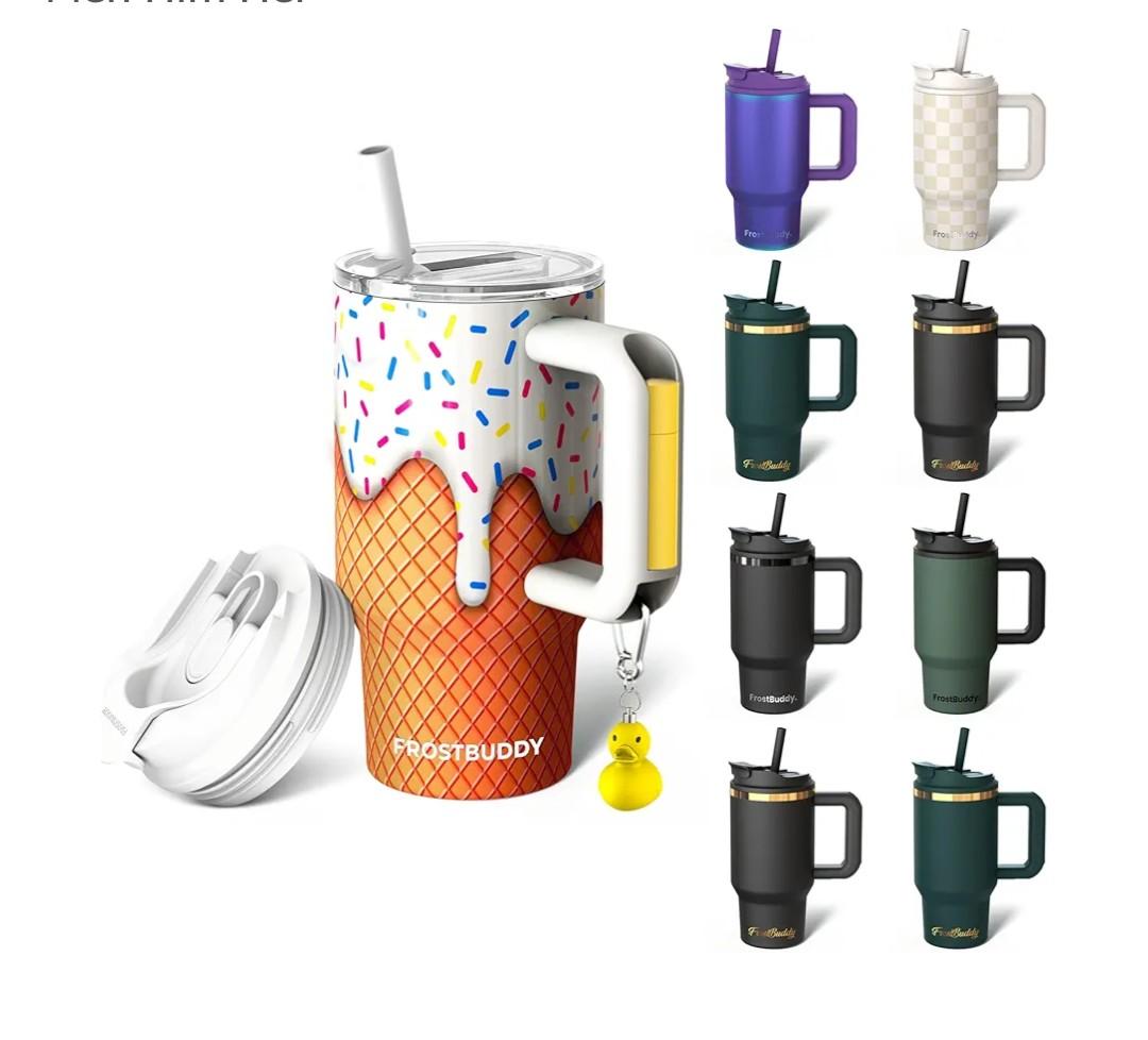 16 oz Stainless Steel Vacuum Insulated Tumbler with Lid and Straw for Water - Travel Mug Cupholder Friendly - Gifts for Women Men Him Her