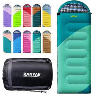 Camping Sleeping Bag, 32 Sleeping Bags for Adults Kids Teens Cold Weather Warm Sleeping Bag Winter for 3-4 Season Camping, Camping Gear Equipment, Traveling, and Outdoors (Dark Green & Emerald Green)
