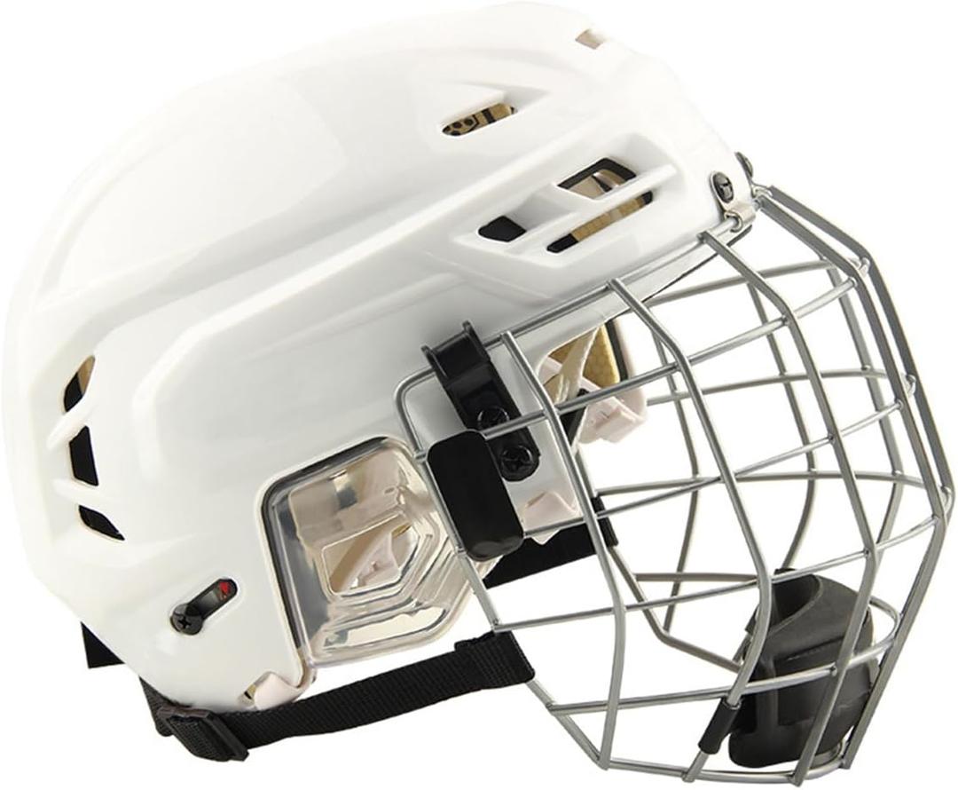 Ice Hockey Helmet Breathable Hockey Helmet with Cage for Youth Adult (Small, White)