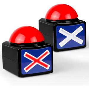 BEAN LIEVE Game Buzzers with Sound - 2 Pack Buzzer Button with Lights, Game Show Buzzers for Family, Quiz Game Buttons Perfect for Game Night & Trivia Club & Classroom (Black)