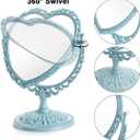 DEAYOU 4 Pack Heart Shaped Cosmetic Mirror, Vintage Vanity Tabletop Mirror with Double Sided, Rotatable Dresser Mirrors with Stand for Makeup, Girl, Women, Beauty, Spa Party, 4 Color