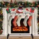 YEAHOME Christmas Stocking Holder Stand, Metal Freestanding Stocking Stand with Snowman Red Bird Xmas Gifts Box, 5 Hooks Stocking Hanger for Christmas Decorations Indoor Home Living Room Fireplace