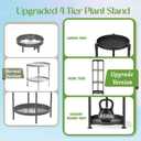 iDavosic.ly 4 Tier Corner Plant Stand Indoor, 45 Inch Tall Vertical Metal Flower Heavy Duty Pot Holder Shelf Outdoor for Patio Porch Living Room, Modern Black & Rustic Brown - Round