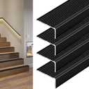 Stair Edge Protector, 3ft 4Pack Aluminum Stair Nosing Stair Edging, Non-Slip Stair Tread Stair Trim for Indoor & Outdoor Stair Steps, Help Elderly, Children to Walk The Stairs Safely (35.4in / 90cm)
