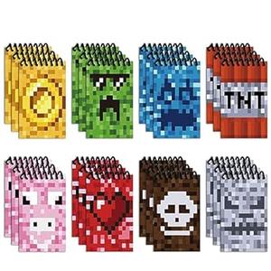 ZHIEND 30 Pages Mini Pixel Notepads, Miner Style Pocket Notebooks, Pixel Video Game Party Supplies For Pixel Themed Party, Birthday Party Favors, (24 Pcs）