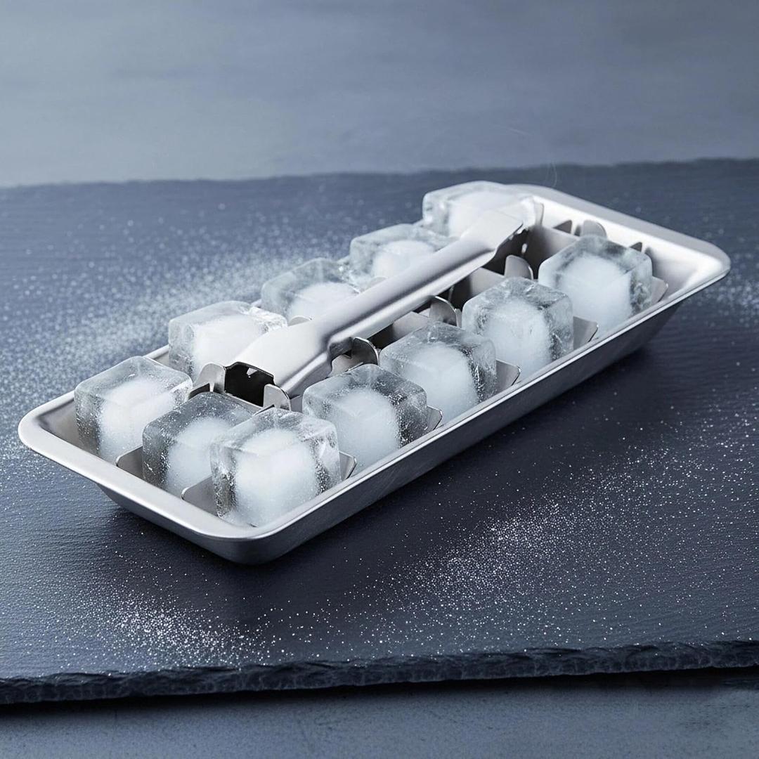 Stainless Steel Ice Cube Trays, 18-Slot Detachable & Easy-Release Freezer Tray, Dishwasher Safe Silicone Mold for Home, Bar, Kitchen  Fast & Clean Cubes