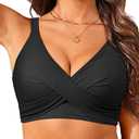 Women Bikini Top Only - Push Up Large Bust Swimsuit Top 2025 Twist Front Bathing Suit (Black)
