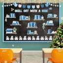 160Pcs Winter Bulletin Board Decorations Set, Bookshelf Penguin Paper Cutouts Chill Out with a Book Bulletin Board Border Trim Reading Theme Winter Classroom Chalkboard Supplies Wall Door Decor