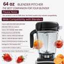 64oz Low-Profile Blender Pitcher Container, Compatible with Vitamix 5200 750 7500 6300 VM0102 VM0103 VM0197 E310 Classic/Explorian/Commercial Series, BPA-Free, Replacement Jar Cup