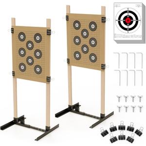 KNINE OUTDOORS Shooting Target Stand for Outdoors, Durable Paper Target Holder with Stable Adjustable Base for Paper Shooting Targets Cardboard Silhouette, H Shape, USPSA/IPSC, IDPA Practice, 2 Pack, 16" x 12"